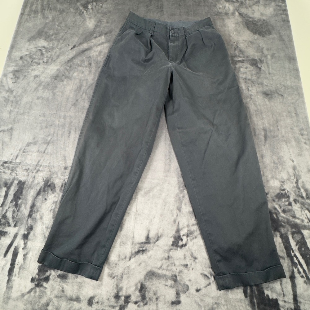 Nautica Spinnaker Chino Pants Mens 32x30 Navy Blue Pleated Cuffed Twill Trousers